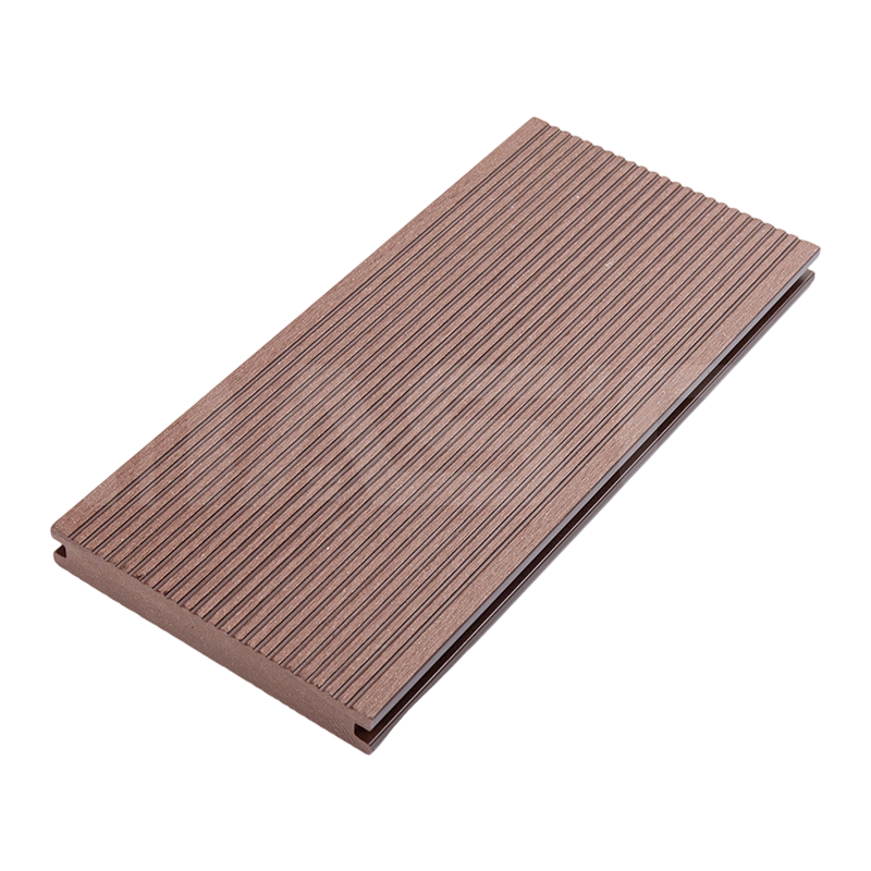 Le matériau PEHD recyclé à 30 % est solide et durable. Planche de terrasse en composite solide classique 140 mm x 23 mm.